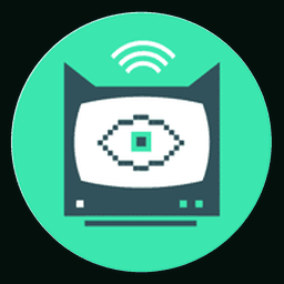 The Cycloptic Purring Overlord: a cat-eared retro monitor with a single pixelated eye, animated